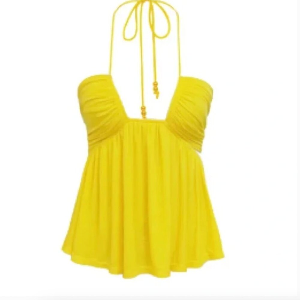 STAUD Yellow Halter Tank Top